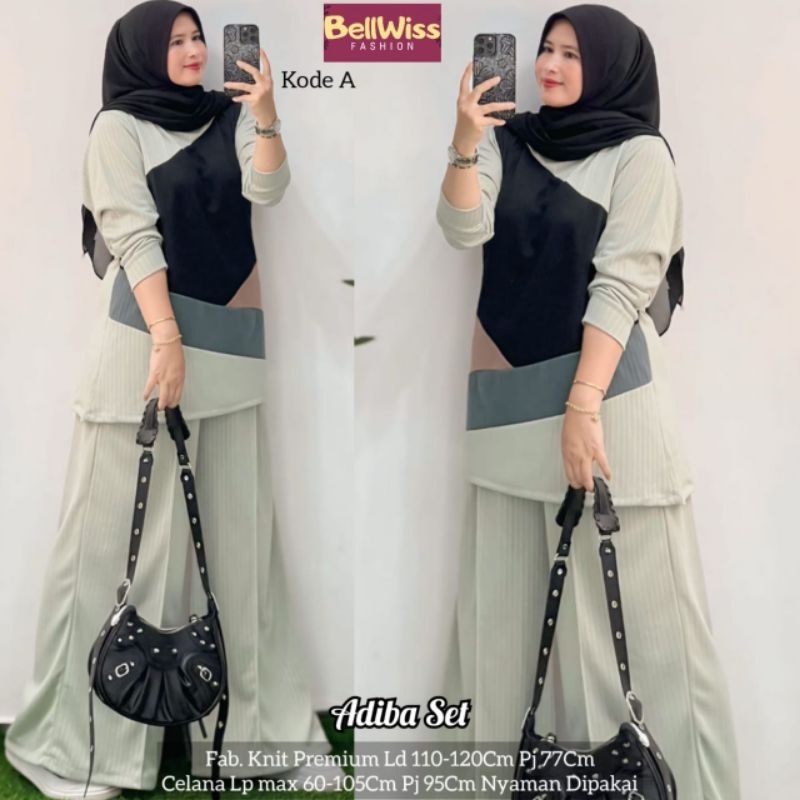 estena one set tunik N&B tunik jumbo ld 110 xxl xl tunik kaos celana rajut import wanita baju setela