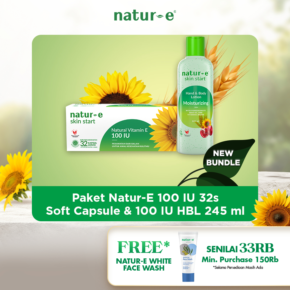 [Bundle] Natur-E 100 IU 32s Soft Capsule & 100 IU Hand Body Lotion 245 ml - Paket Skincare & Supleme