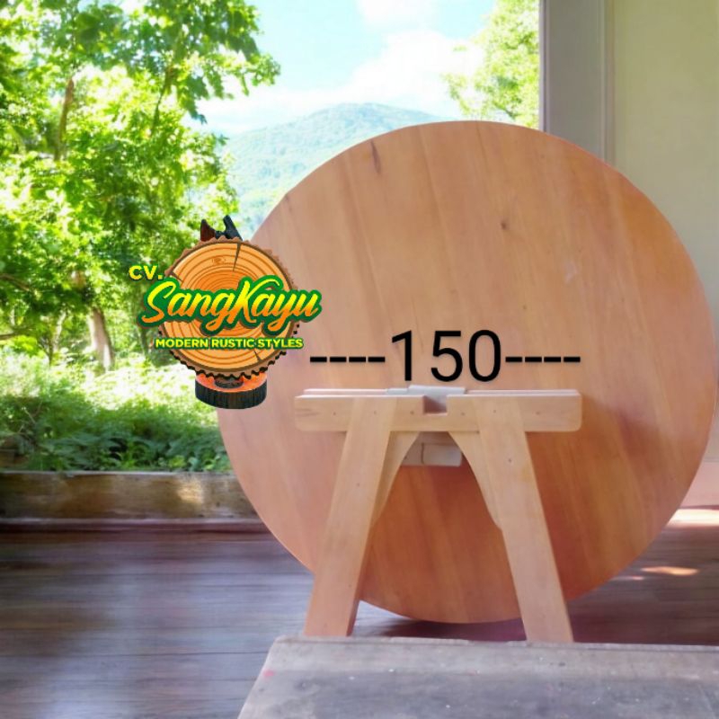 Meja makan Besar DM 150 cm Meja bulat Meja kayu Bulat