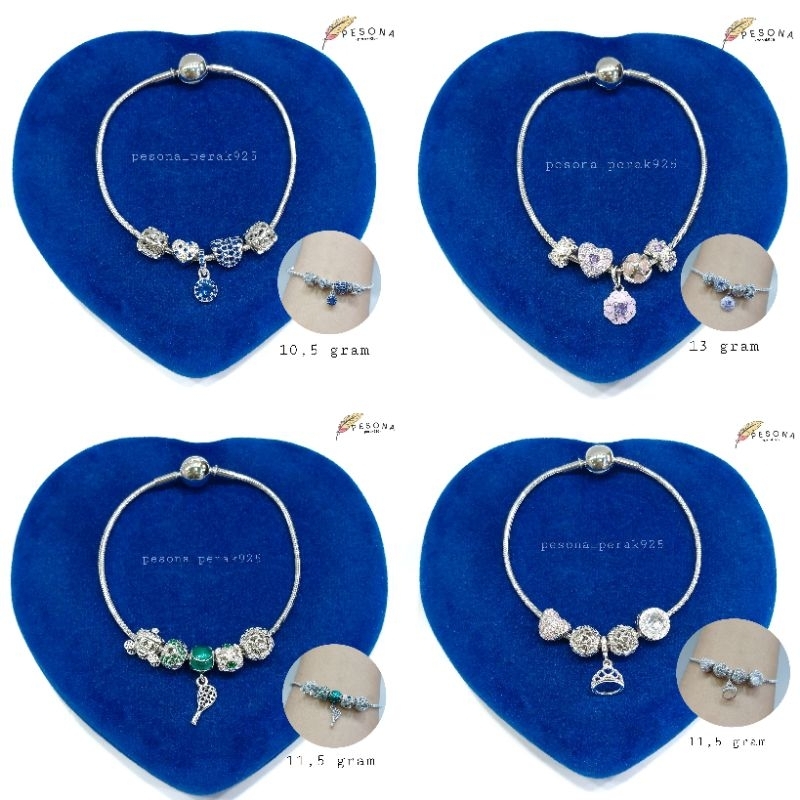 Gelang Pandora Perak Asli 925 Lapis Emas Putih New Perak 925 - Gelang pandora Anti Karat