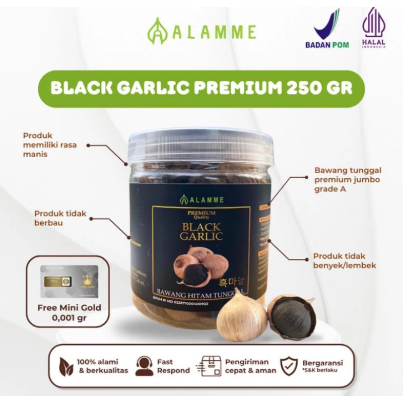 

Black garlic Bawang hitam Tunggal Lanang Jumbo Premium Alamme Original 250 gr