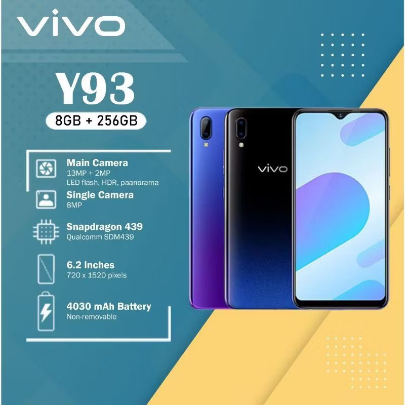 HP Android 4G Murah Vivo Y93 Ram 8GB Rom 256GB New Fullset