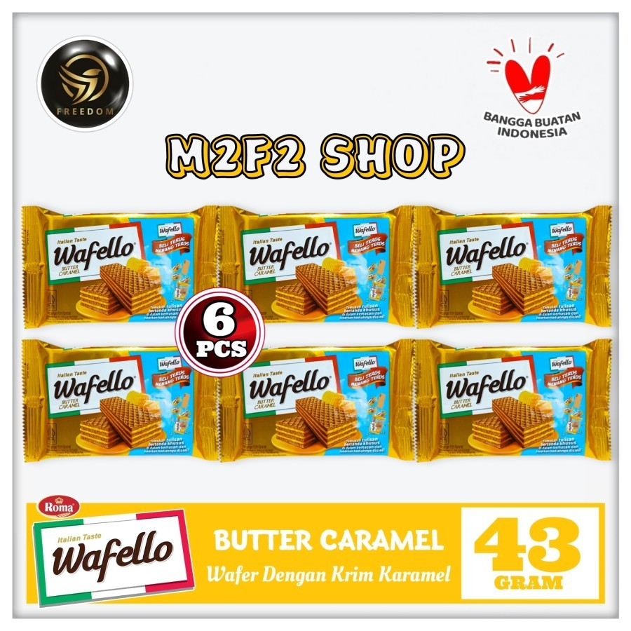 

Roma Wafer Wafello Butter Caramel | Krim Karamel - 43 gr (Kemasan 6 Pcs)