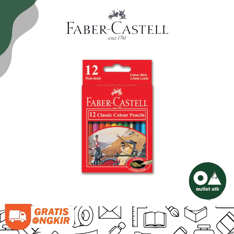 

Faber Classic Colour Pencil 12 Colors 1/2 Length - Pensil Warna Mini