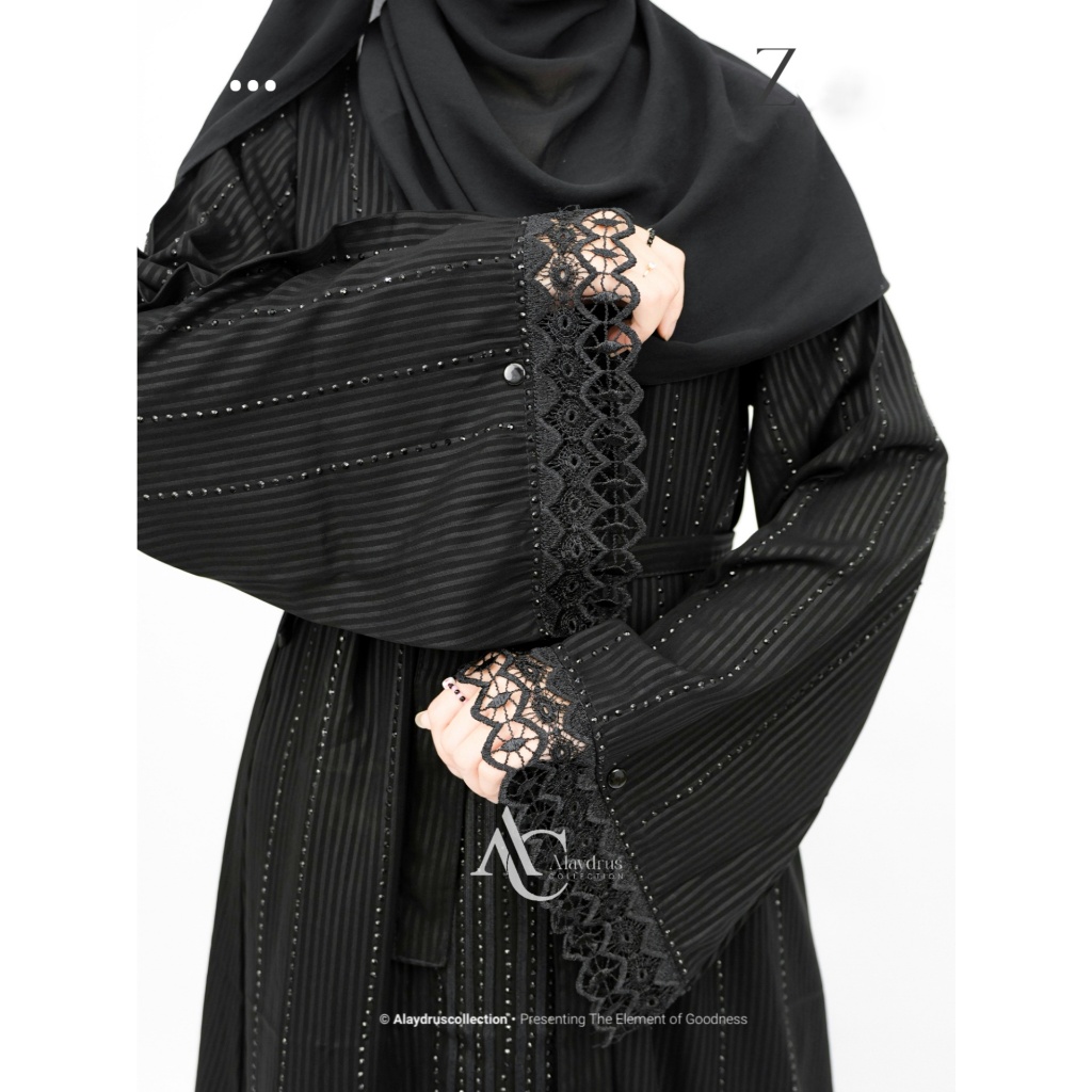 exclusive alaydrus collection zara abaya hitam turkey gamis syari muslimah bahan jetblack hitam