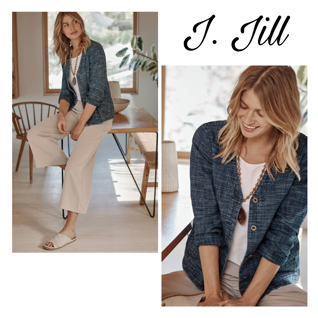 Jacket J.jill Pure Jill Indigo Textured Jacket In Blueberry Wash