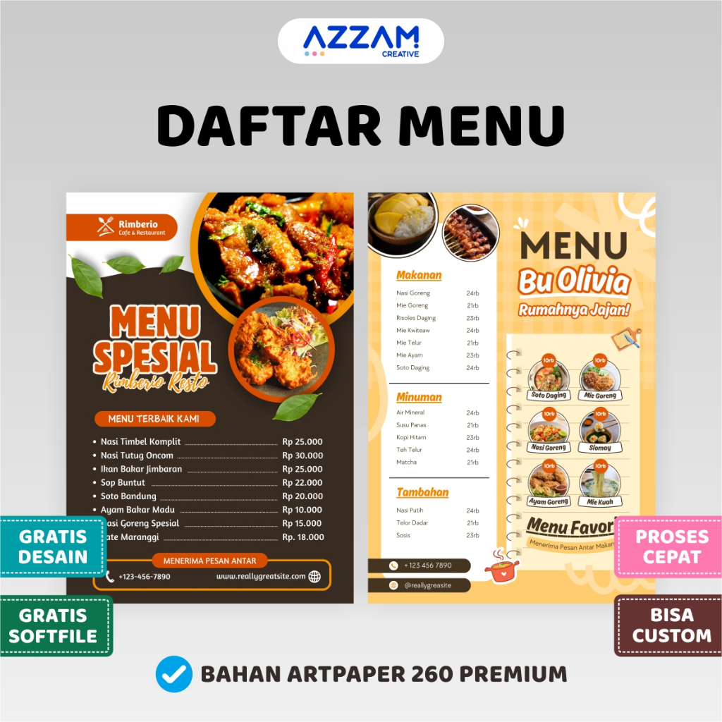 

CETAK DAFTAR MENU MAKANAN MINUMAN BROSUR POSTER FLYER