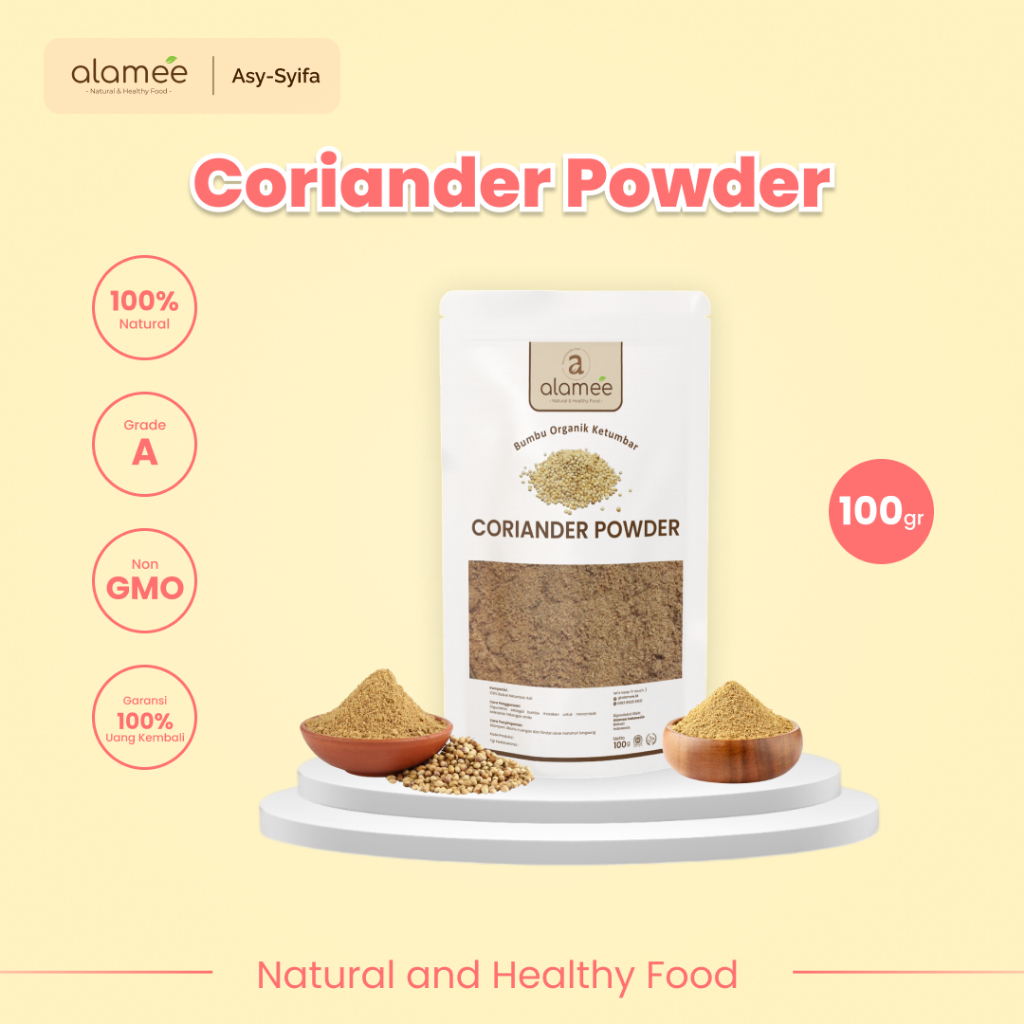 

ALAMEE Ketumbar Bubuk Organik Bumbu Dapur Instan Coriander Powder Murni Asli Tanpa Campuran 100g