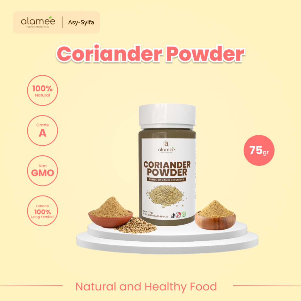 

ALAMEE Ketumbar Bubuk Organik Bumbu Dapur Instan Coriander Powder Murni Asli Tanpa Campuran 75g