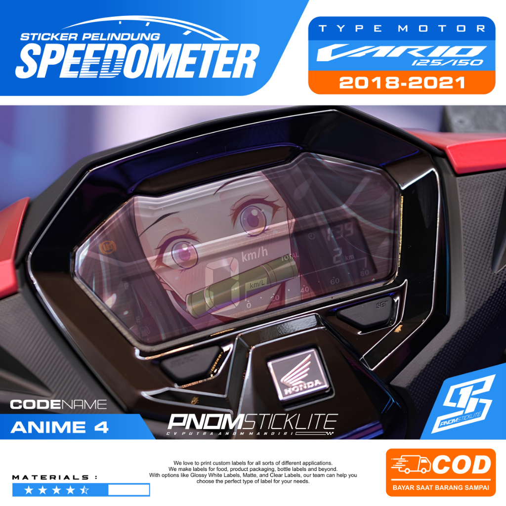 STIKER ANTIGORES SPEEDOMETER VARIO 125 /150/160 New 2018 - 2026 STIKER MOTIF ANIME DLL