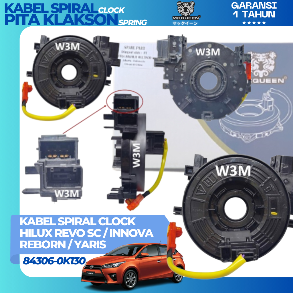 KABEL SPIRAL PITA KLAKSON CLOCK HILUX REVO SC / INNOVA REBORN / YARIS MCQUEEN OEM 84306-0K130
