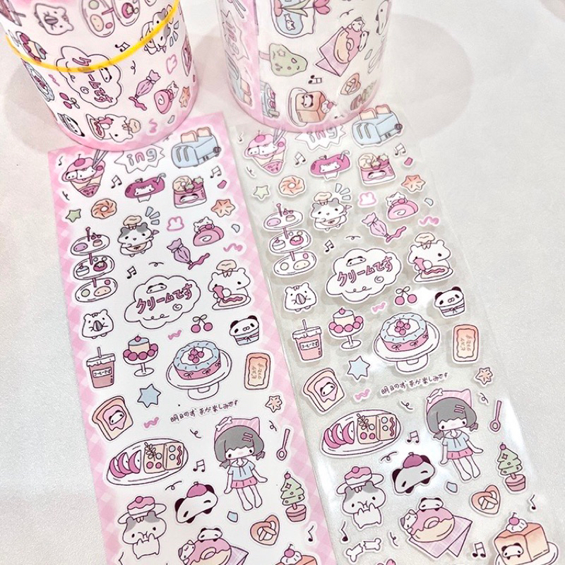 

sticker roll ecer 35cm girl chibi food animal dekorasi journal readystock B1435