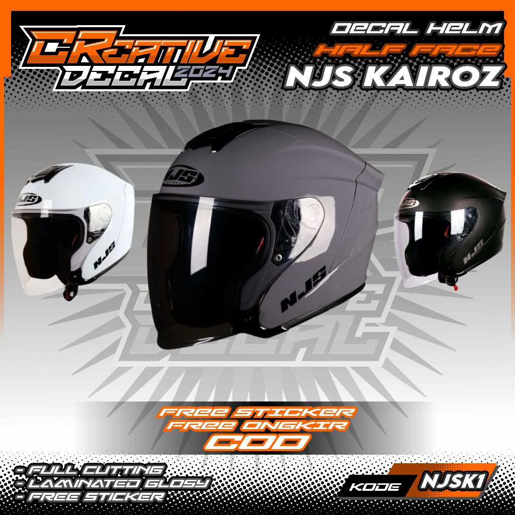 STIKER DECAL HELM NJS KAIROZ  HALF FACE | DECAL HELM | DECAL STIKER