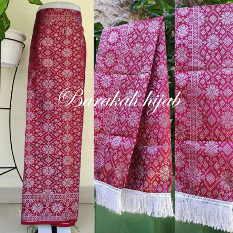Satu Set Rok Songket Selendang segiempat glamor Ciput Cardigan Outer Bawahan Model Tradisional Tenun