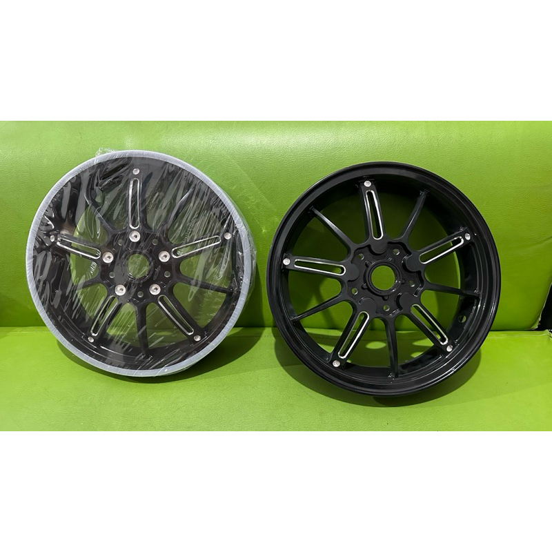 Velg ring 12 CNC model drag vespa matic GTS / Vespa klasik yang memakai adaptor