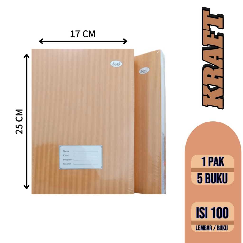 

{1 Pcs}Buku Tulis Sampul Coklat Panjang 100Lembar Buku Tulis Boxy KRAFT SEJATI - 1 Pcs