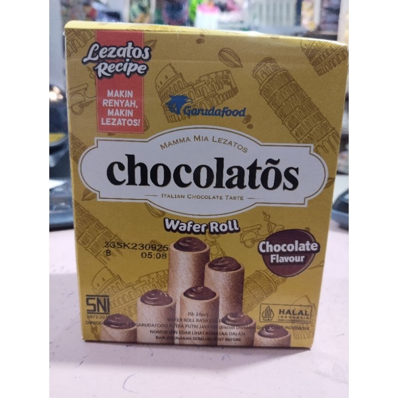 

Chocolatos wafer roll 1 pak isi 24 pcs (kecil)