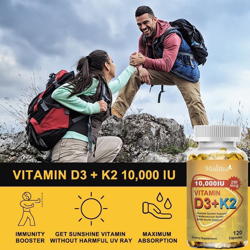 

Mulittea Vitamin D3 K2 Capsule 10000 IU Bone and Heart Health