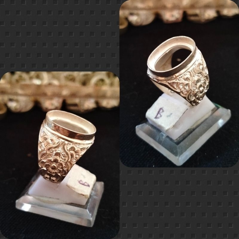 cincin perak model pahat dim 18*13 free crom & resize