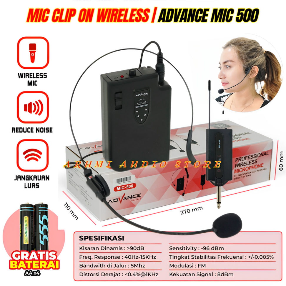 Advance Mic Wireless Mic 500 Mic Clip On / Microphone Mic Call Center | Advance Microphone Mic Clip 