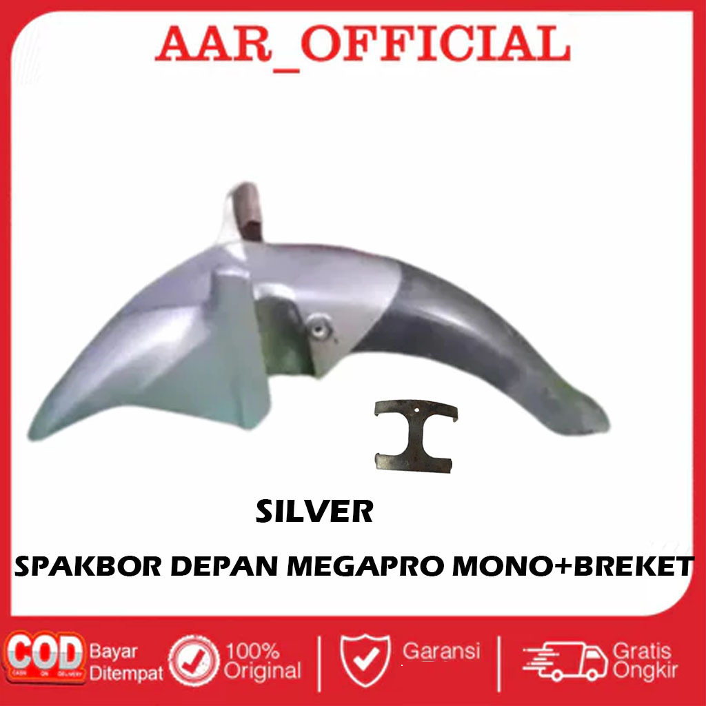 Spakbor Slebor Depan Motor Megapro Mono Origonal Copotan Set Breket  -Silver