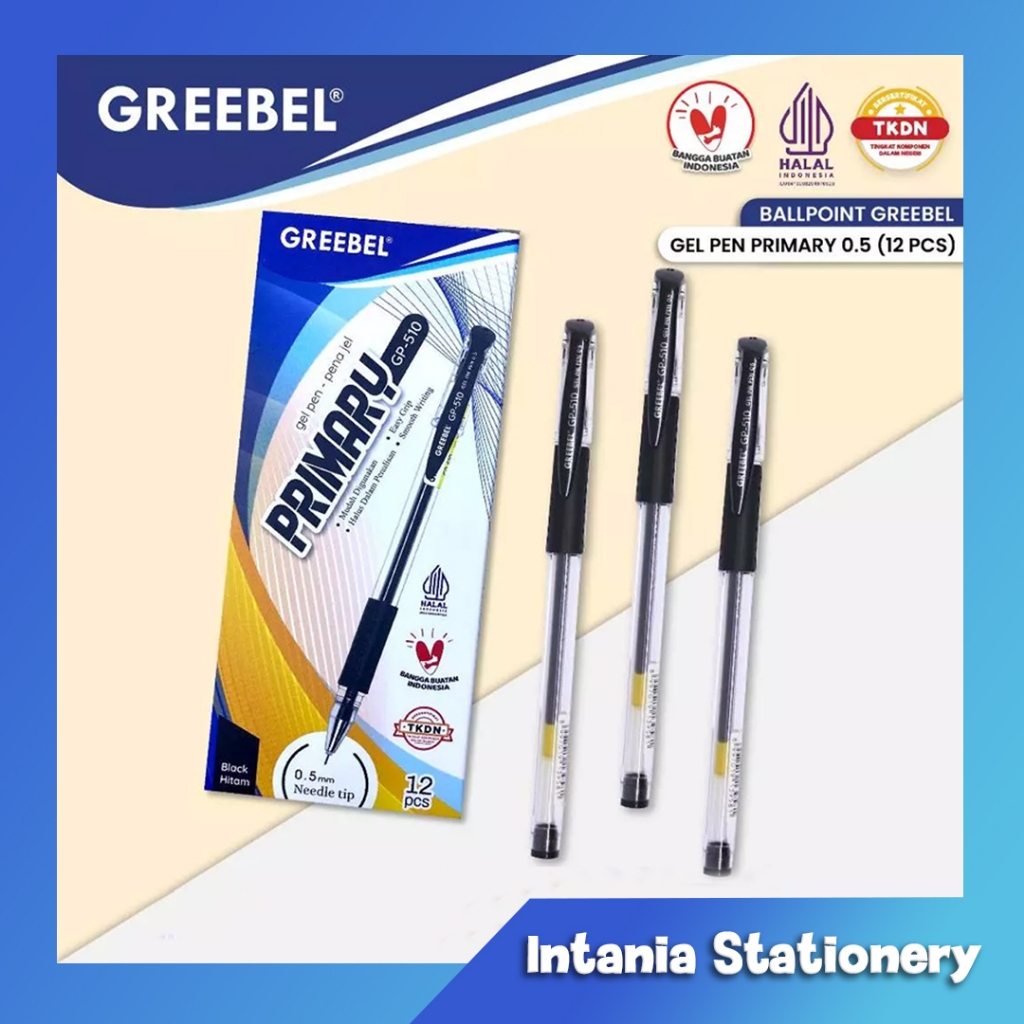 

GREEBEL PULPEN GEL / PEN GP-510 PRIMARY 0.5 Hitam (1 Pac) Ballpen Gel Ballpoint Bolpen Bolpoin Pena Gel