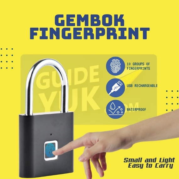 KODE Y45Y Gembok pagar anti maling gembok sidik jari tanpa kunci Smart Fingerprint Padlock Security 