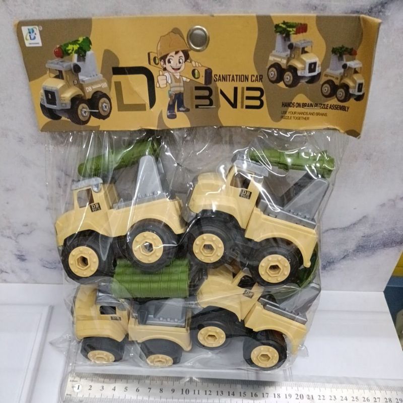 DB6066-10 - Mainan DIY truck Sanitation Car Isi 4 Pcs