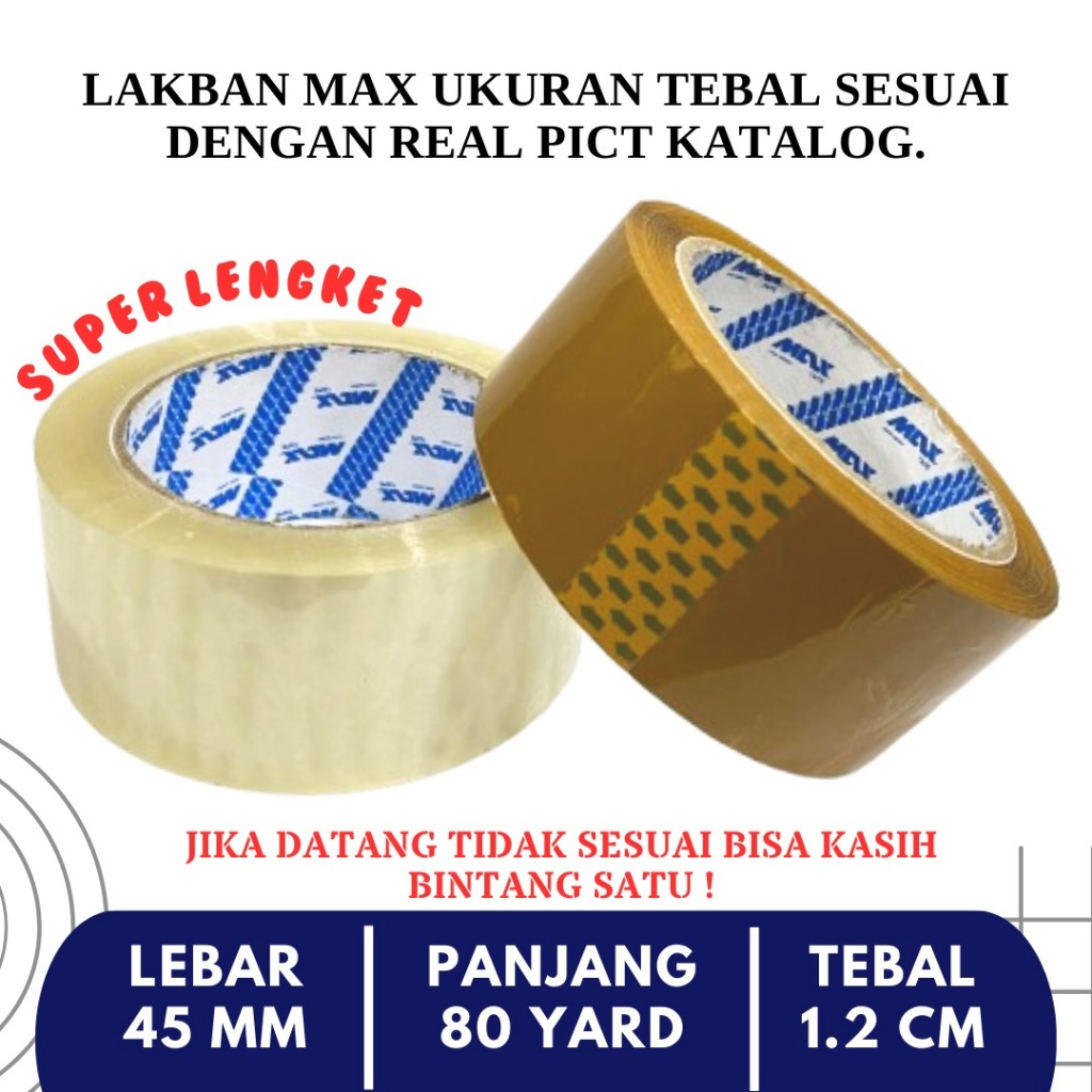 

Lakban Bening Lakban Cokelat | Max Solasi 45mm x 80 Yard Lakban Packing