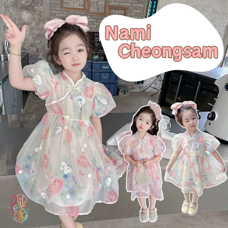 Nami Cheongsam/ Cheongsam Anak Perempuan/ Qipao Anak Perempuan/ Dress Imlek Anak Perempuan