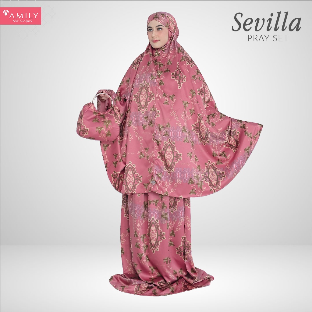 Amily Hijab - Sevilla Pray Set (Mukena Motif Premium/Mukena Wanita)/Mukena Premium Silk Print