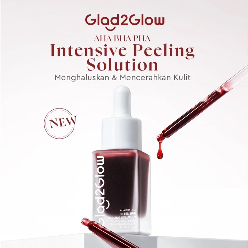 [100% ORI] Glad2Glow AHA BHA PHA Intensive Peeling Solution 15ml Serum G2G Exfoliasi Wajah merah Exf