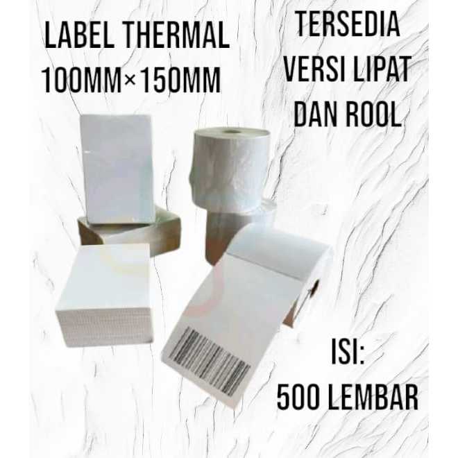 

Kertas Termal Label 100x150 mm (isi 500pcs) Print Resi stiker Resi