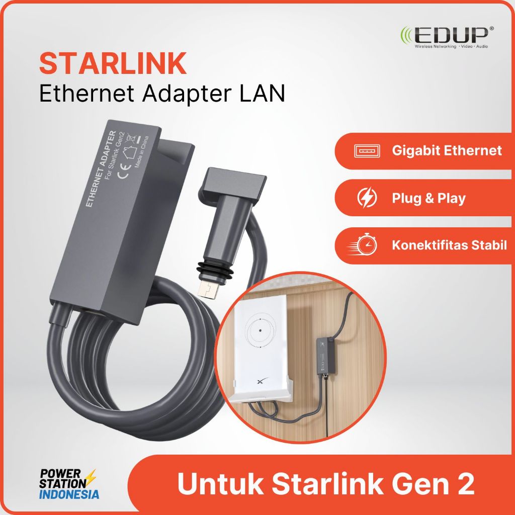 Starlink Ethernet Adapter Gen 2 EDUP / LAN / RJ45 - Untuk Starlink Gen 2