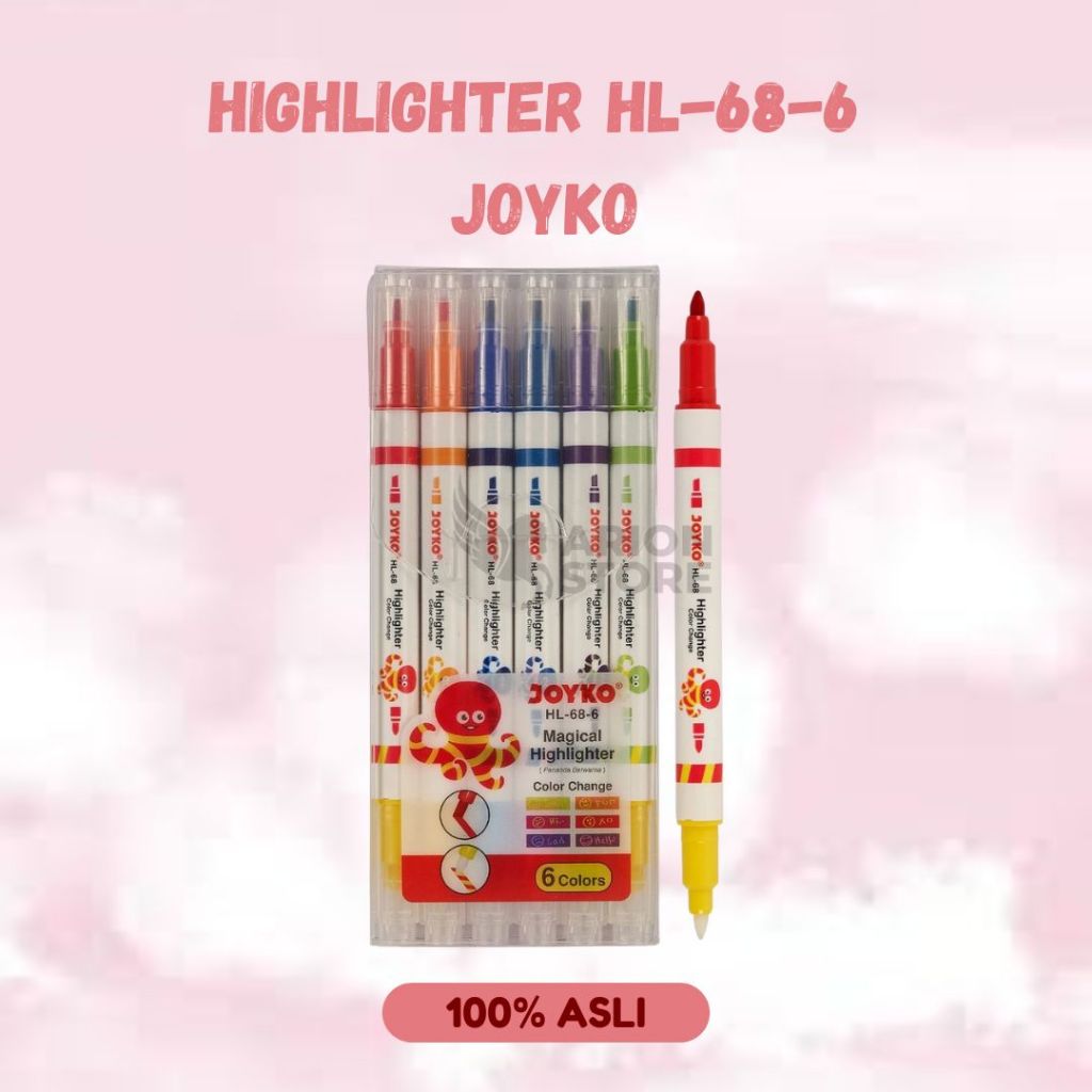 

[ARION STORE] Highlighter Penanda Set isi 6 Warna Pastel HL-68-6 Joyko [SET]