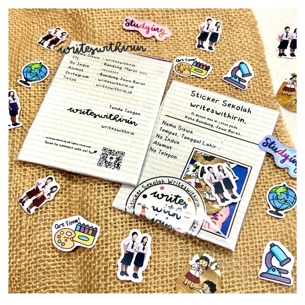 

(writeswithirin) Stiker Sekolah Sticker Flake/ Sticker Anti Air untuk laptop, tumbler, aksesoris, helm, buku, bullet journal