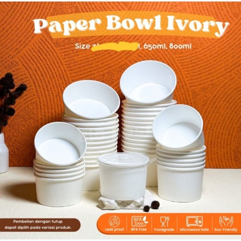 PAPER BOWL PUTIH 650ML | PAPER BOWL NESTO (BOWL SAJA)