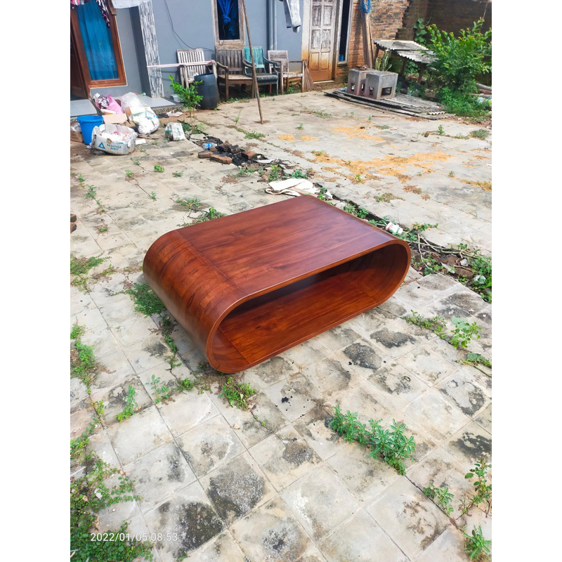 MEJA TAMU KAYU JATI / MEJA OVAL RUANG TAMU KAYU JATI