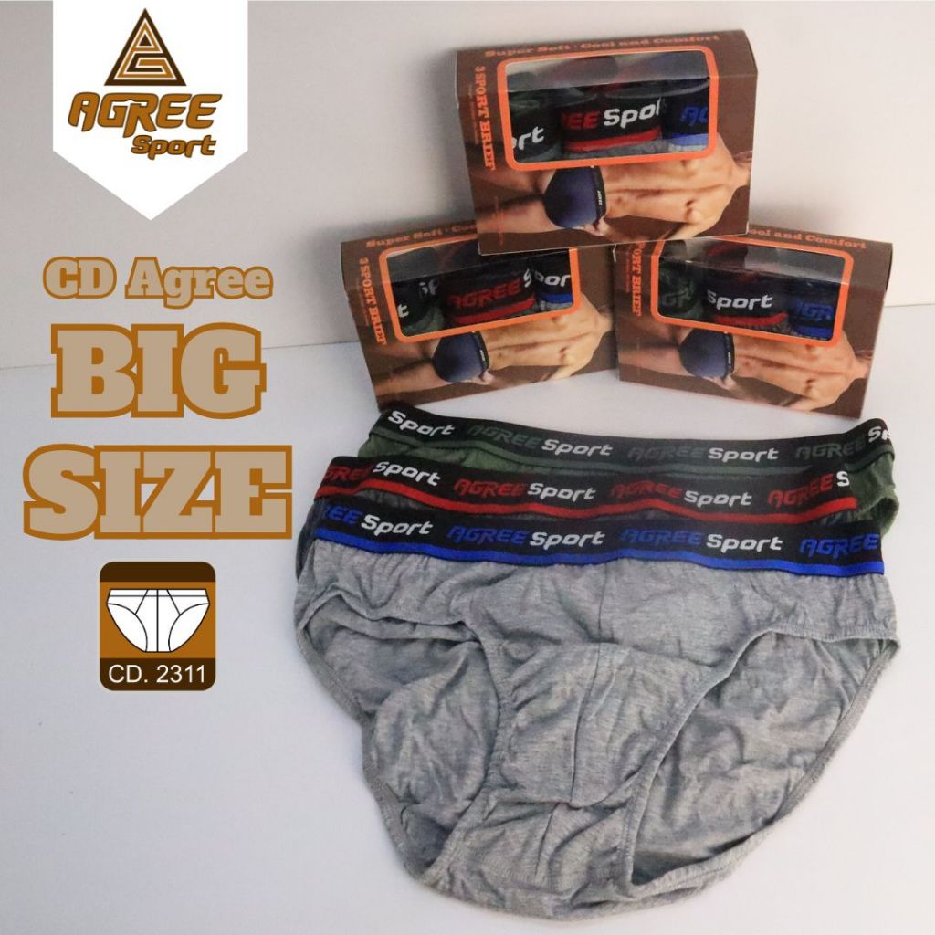 3 pcs Celana Dalam Pria Big Size Agree 2311 Karet Boxer | CD Pria Jumbo 4L 5L 6L