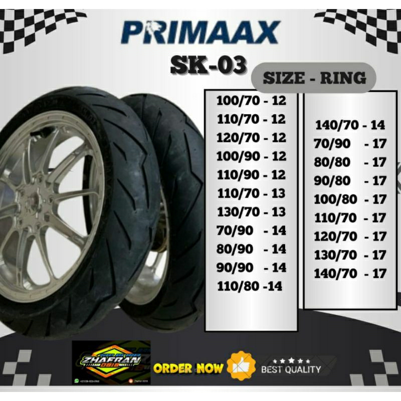 BAN PRIMAAX MODEL PIRELLI RING 12 13 14 17 TERSEDIA UKURAN 80/90-14 90/90-14 80/80-17 90/80-17 110/7