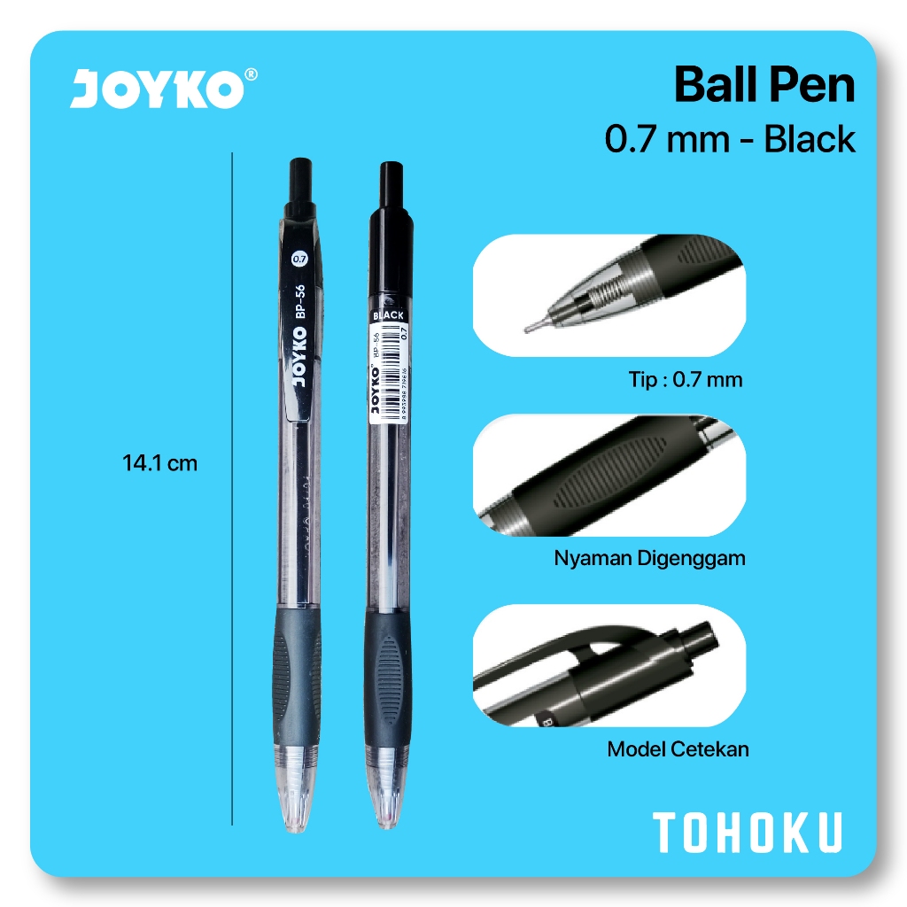 

Bolpen Bijian / Pulpen / Ball pen / Bolpoin Pena Hitam | Joyko BP-56 0.7 mm