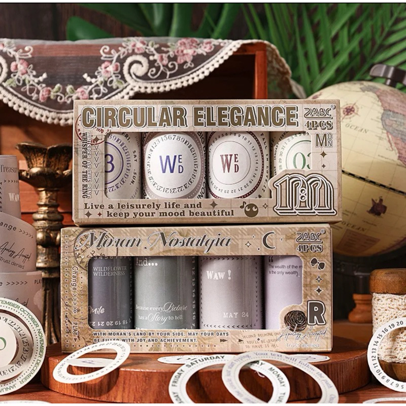 

Washi Tape Box Word Circular and Rectangular Sticker Tape Journal Scrapbook DIY Stiker Jurnal Kit