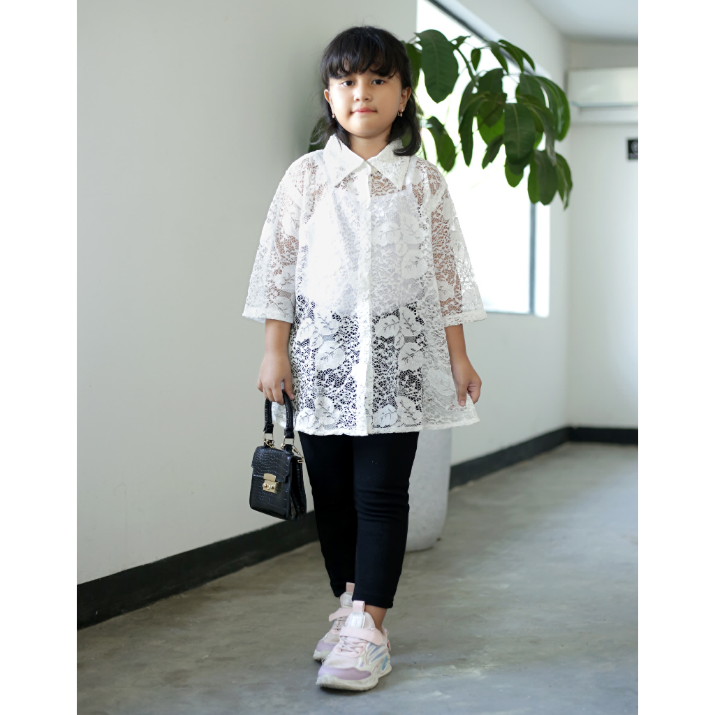 Promo Set Kebaya Anak Brokat set kebaya brokat Kebaya Pesta Warna putih