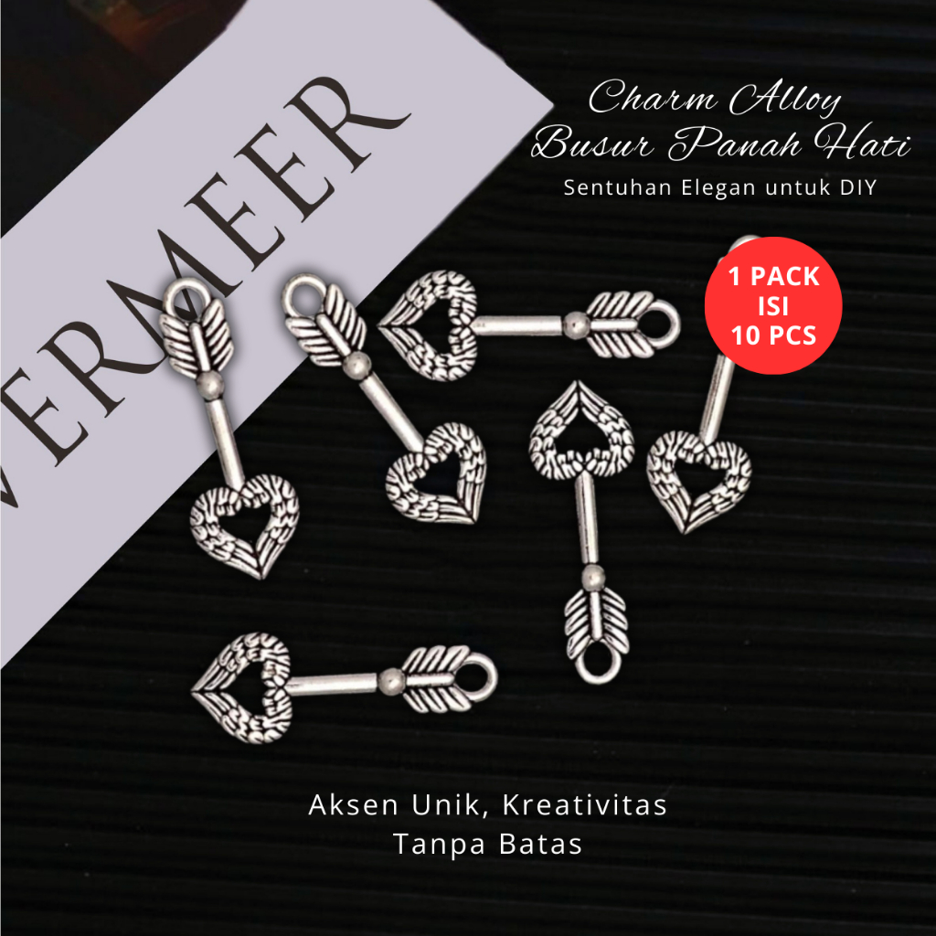[10 pcs] busur panah hati sayap besi liontin pendant DIY jewelry 25x9mm