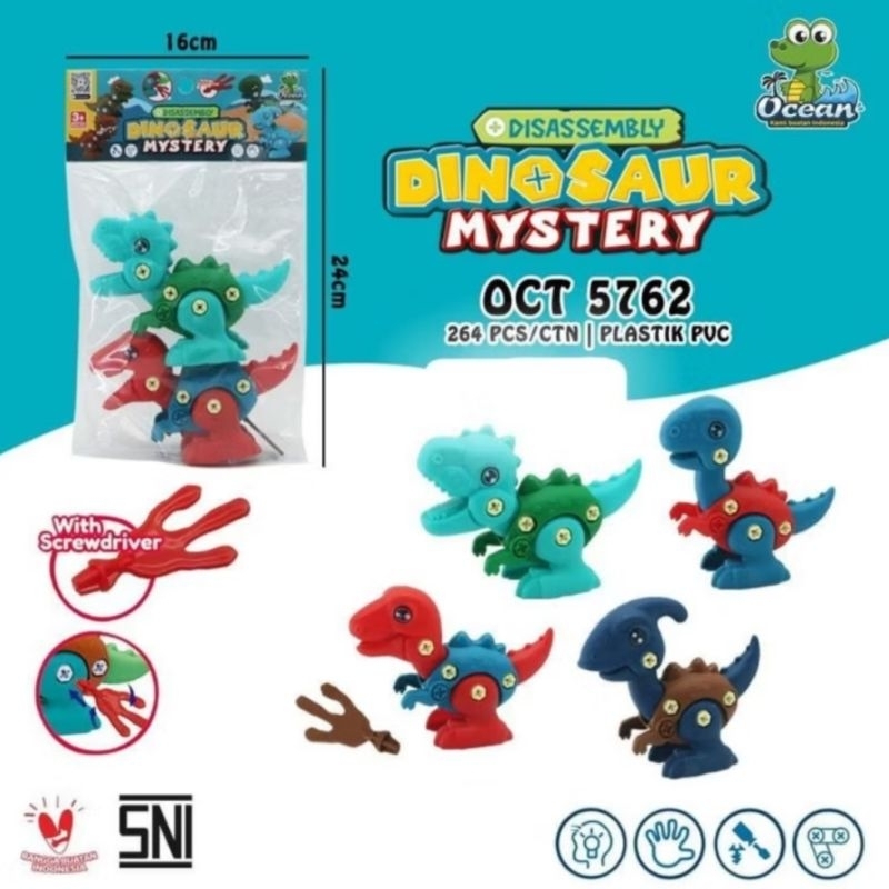 OCT5762 DIY Dinosaur Disassembly Mystery Mainan Edukasi Anak Bongkar Pasang Robot Dinosaurus Dino Vi
