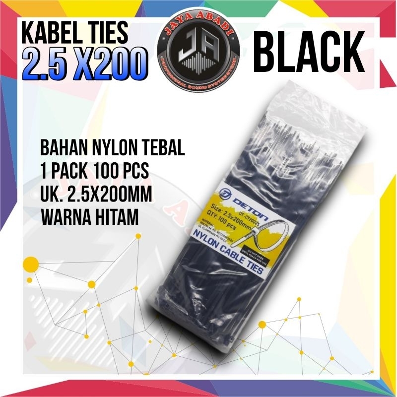 

KABEL TIES NYLON 2.5X200 MM BLACK HITAM TEBAL & KUAT ORIGINAL IMPORT