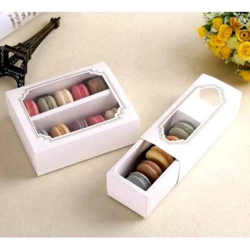 

Box karton macaroon/ Box wadah makaron isi 5/10 putih/coklat