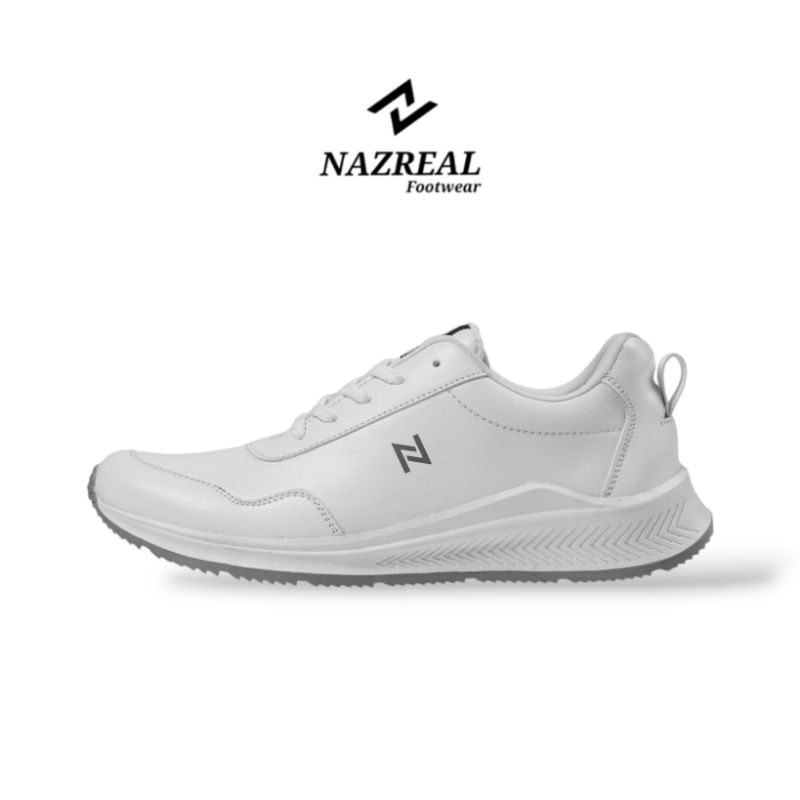 NAZ ELGIN - Sepatu Sneakers Pria Kasual Sport Putih Polos Sepatu Running Pria