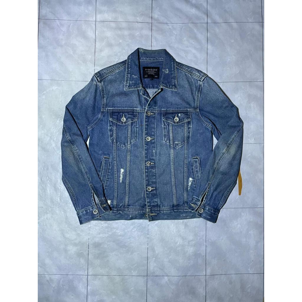 GIORDANO Ripped Trucker Jacket Jeans Second