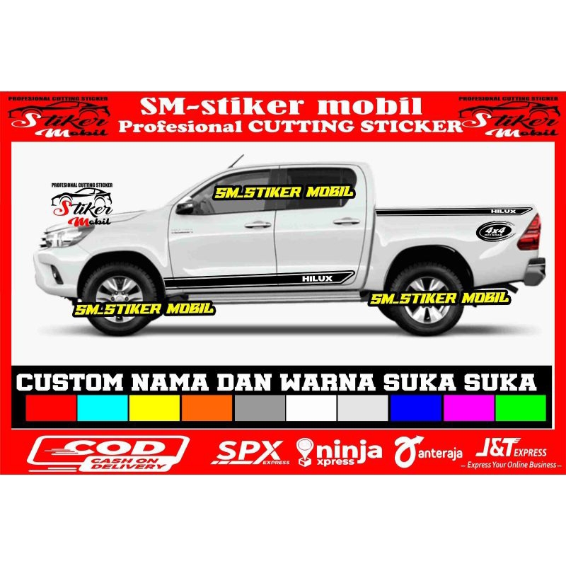 stiker mobil hilux strada triton navara dobel cabin single cabin stiker lis body samping sticker cut